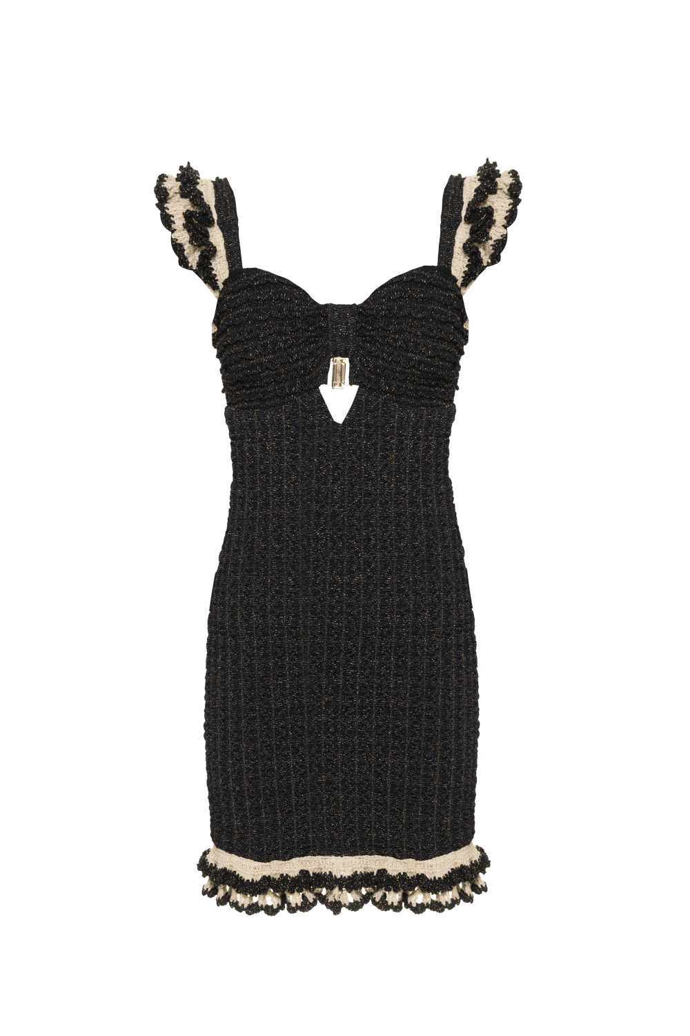 Vestido curto jacquard vintage lurex  preto