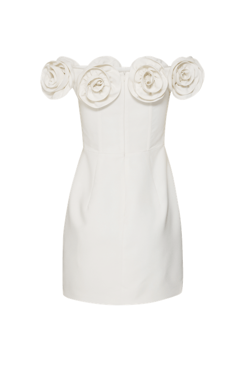 Vestido curto flower crepe blume off white