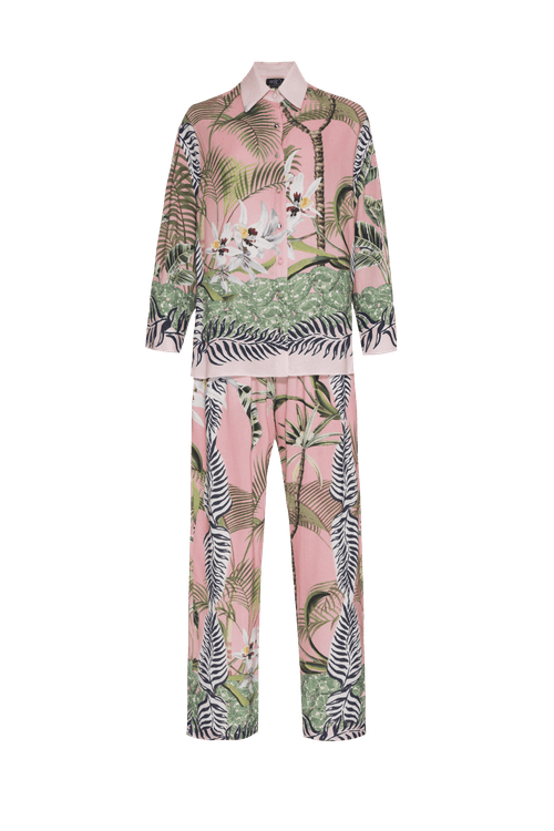Pijama longo tropical orquídea rosa