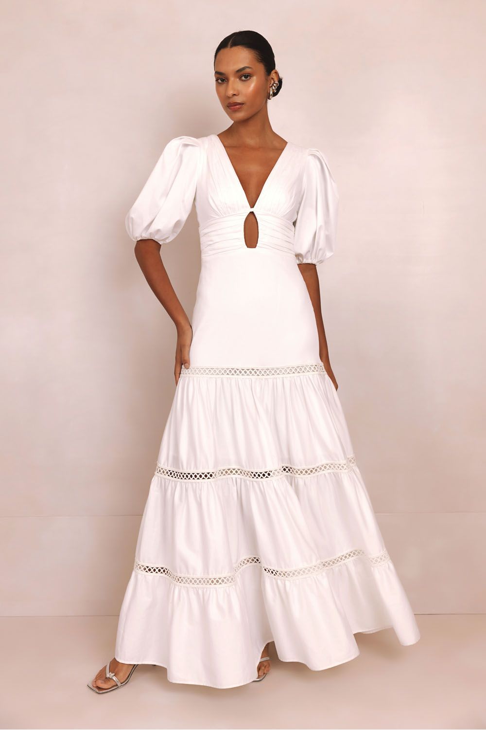 Vestido longo tricoline amity off white