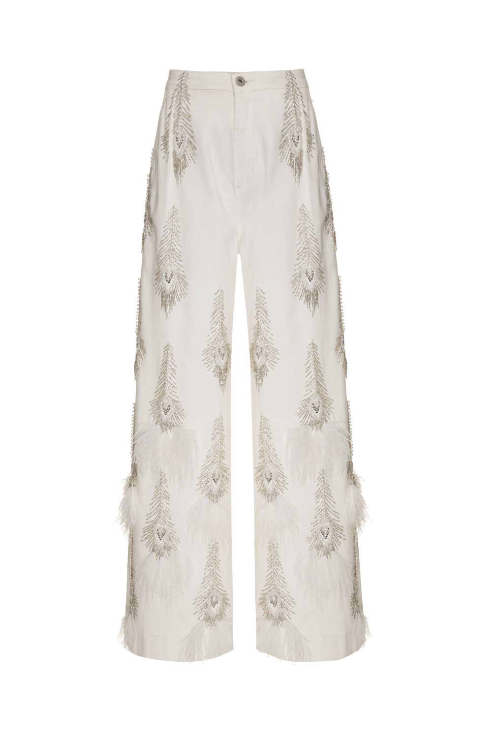 Calça ampla feather denim off white