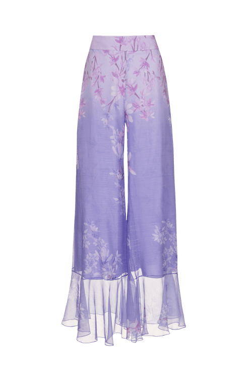 Calça ampla frésias lilas