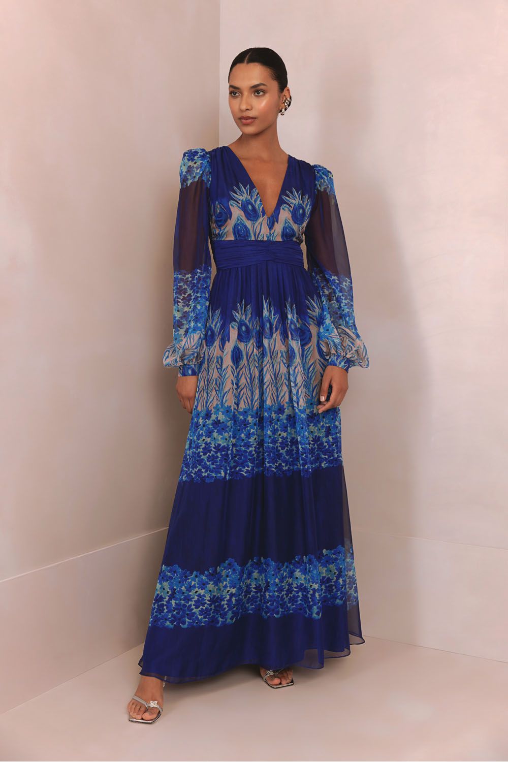 Vestido longo peacock azul