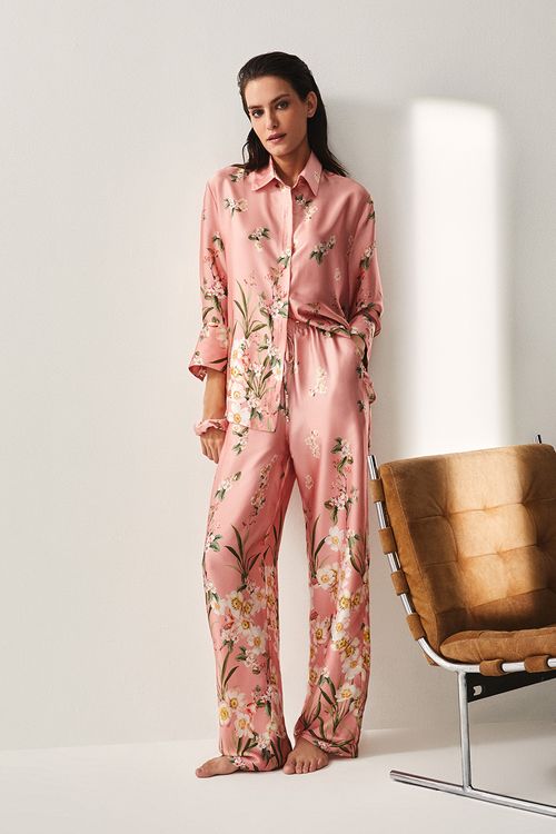 Pijama longo pomme flower rosa