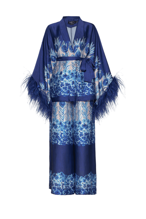 Pijama longo peacock azul