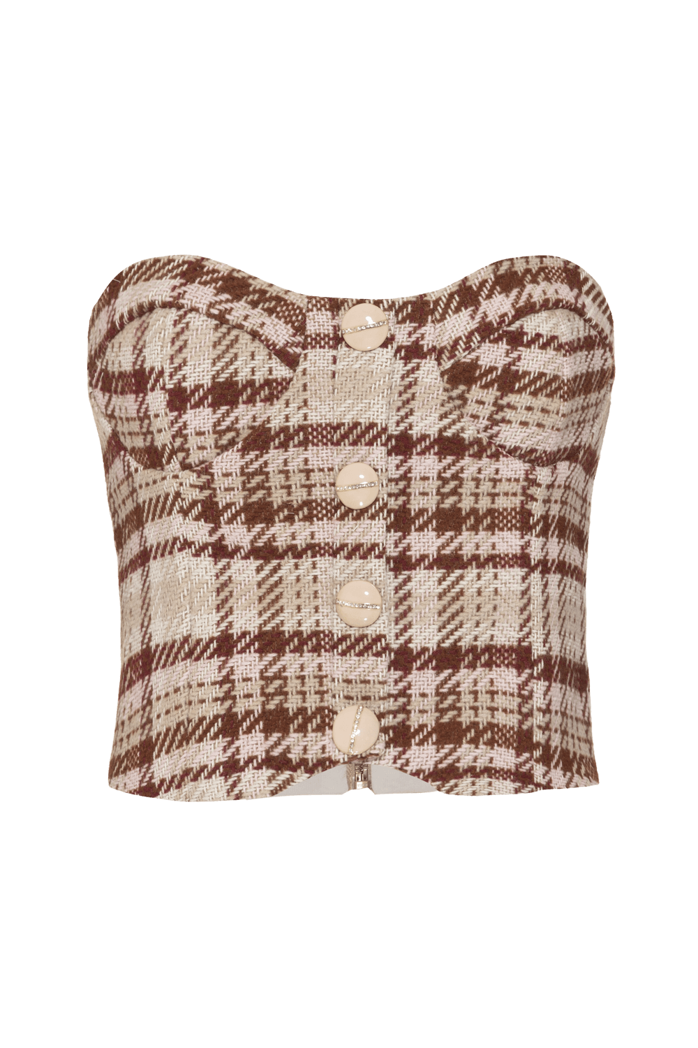 Top cropped modern tweed marrom