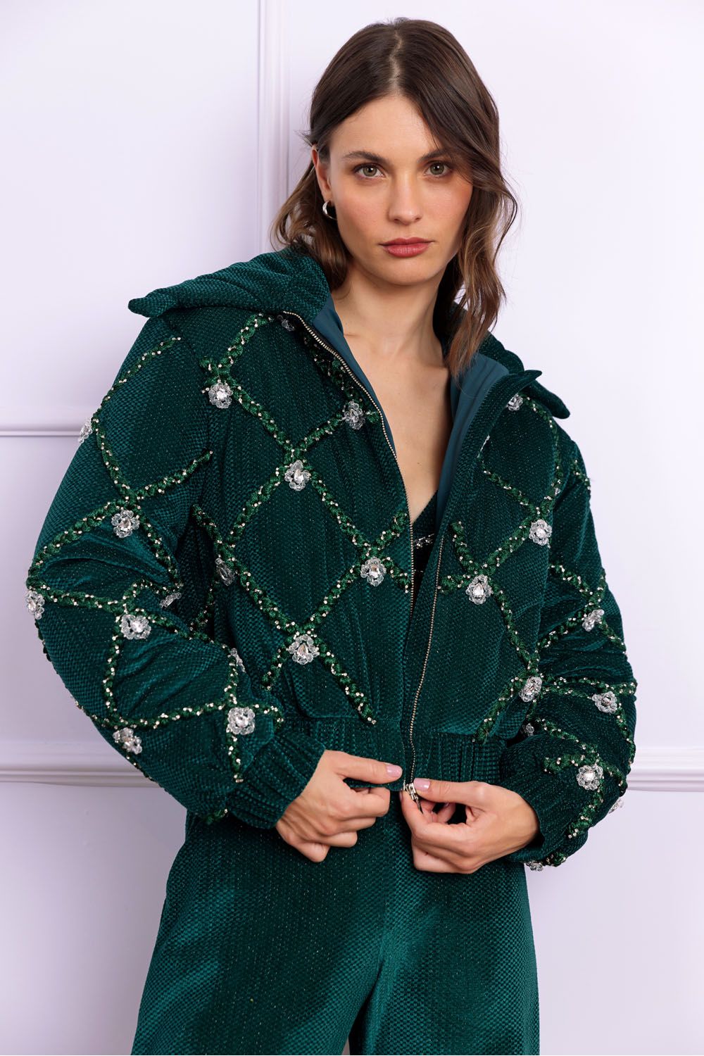 Casaco velvet deep rich verde