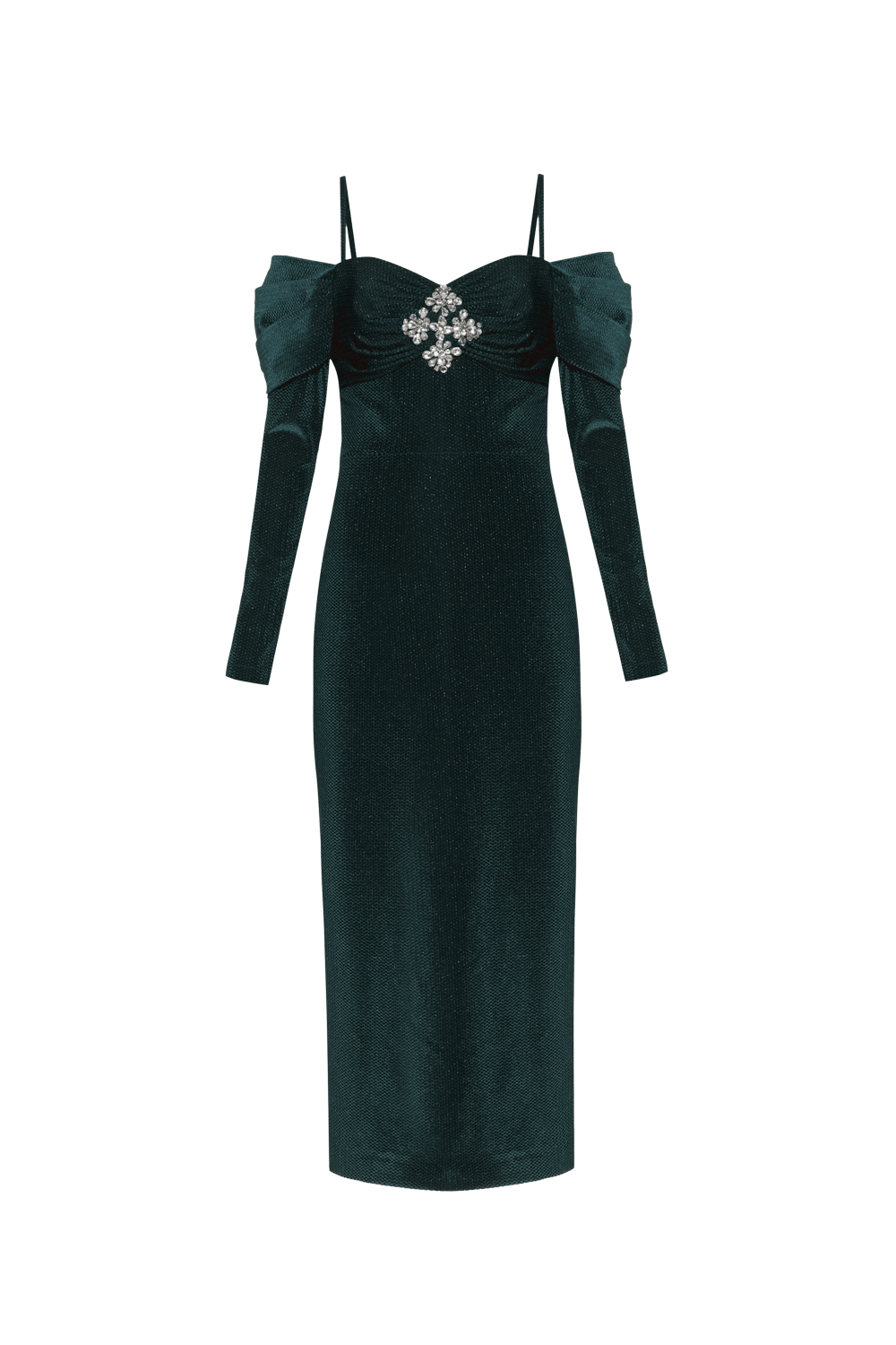 Vestido mídi velvet deep rich verde escuro