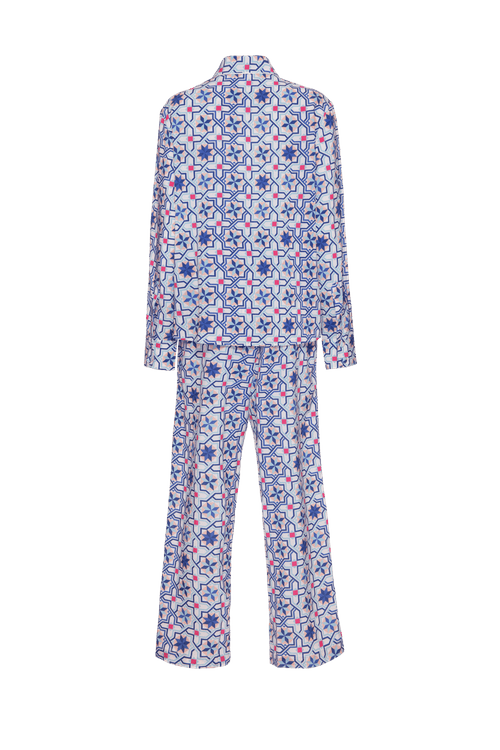 Pijama longo geométrico sochi azul