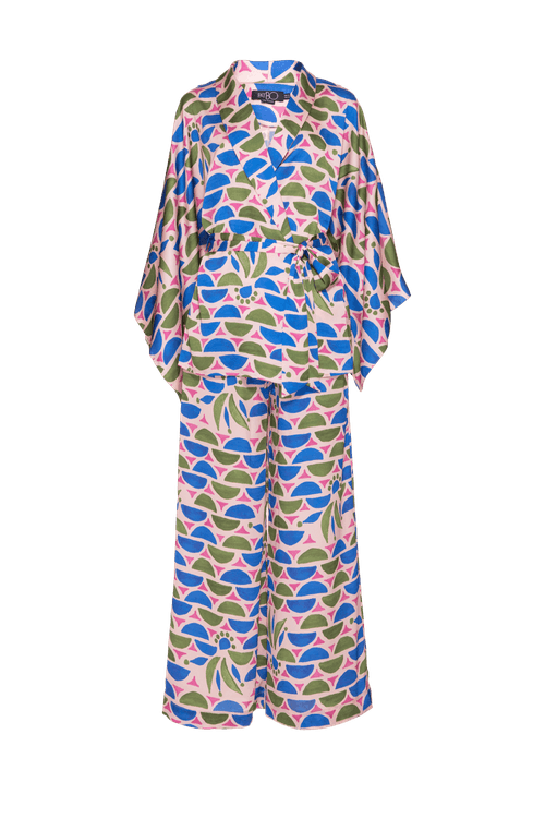 Pijama longo geométrico puna azul