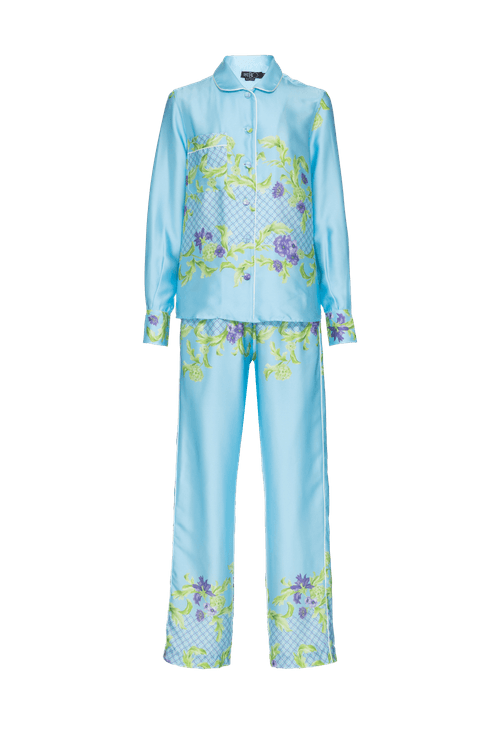 Pijama longo lavender azul