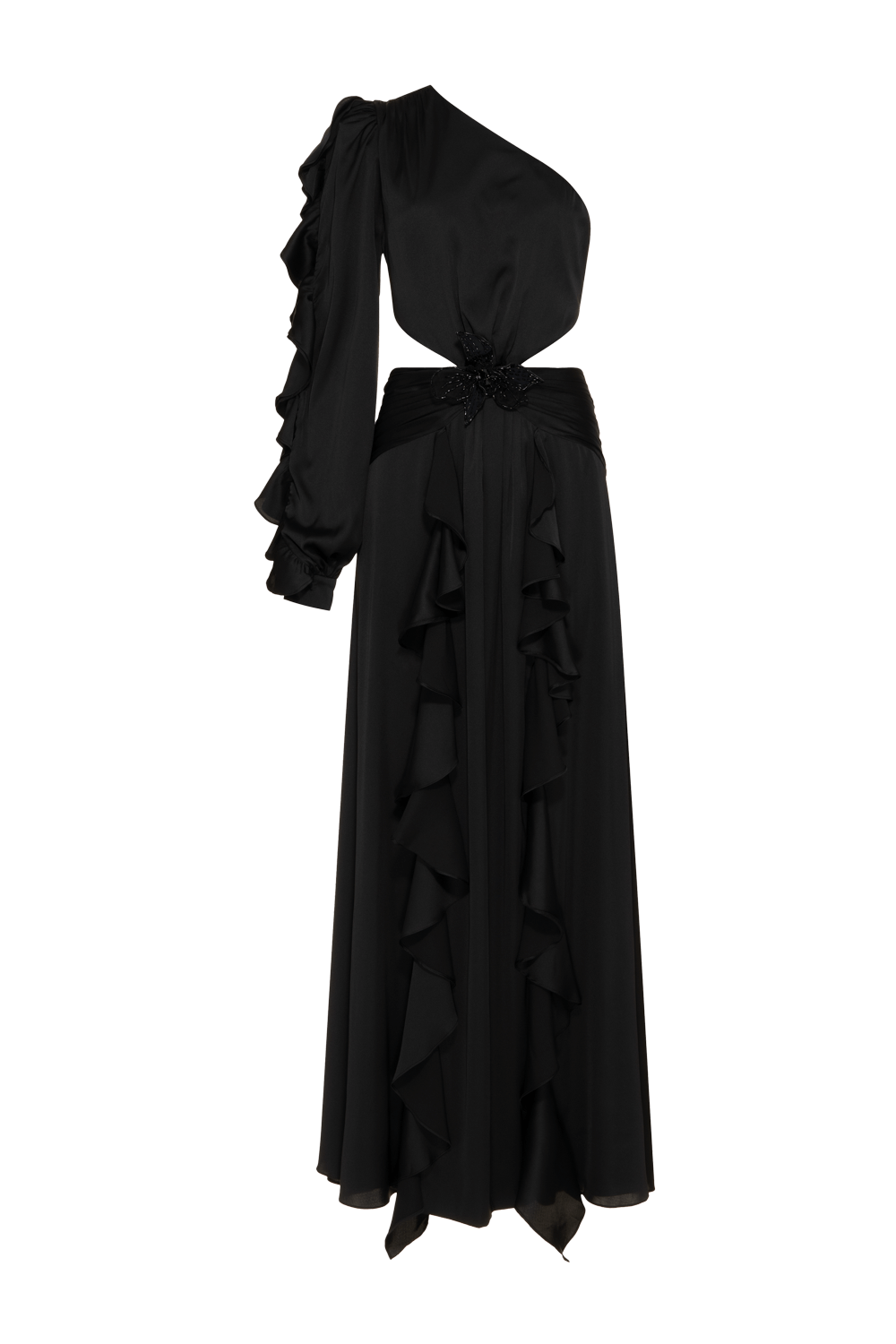 Vestido longo cetim rafine preto