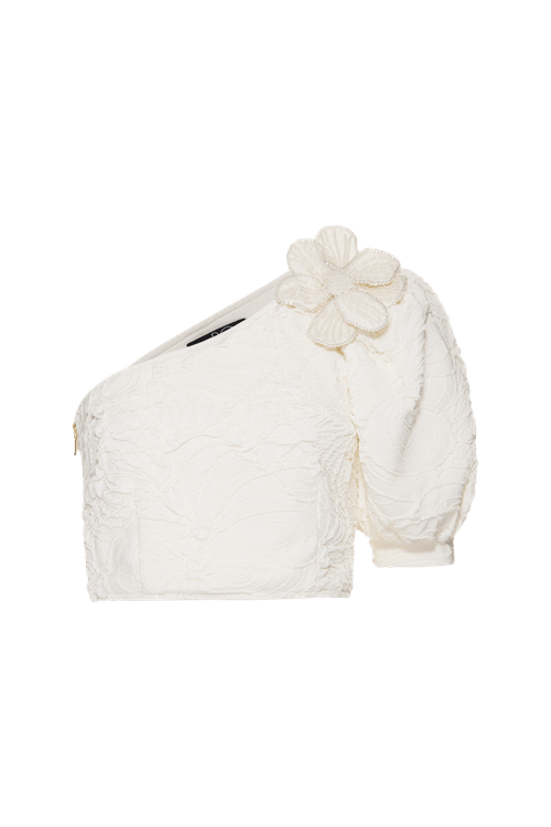Top cropped lycra petals off white