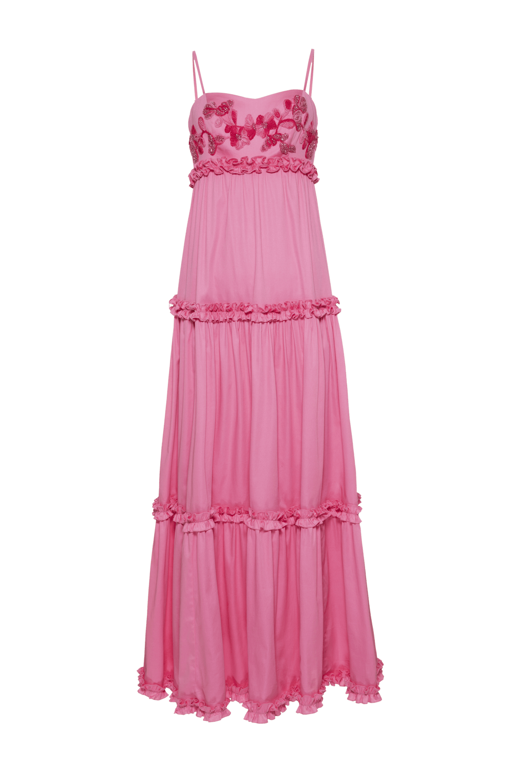 Vestido longo tricoline amity pink dream