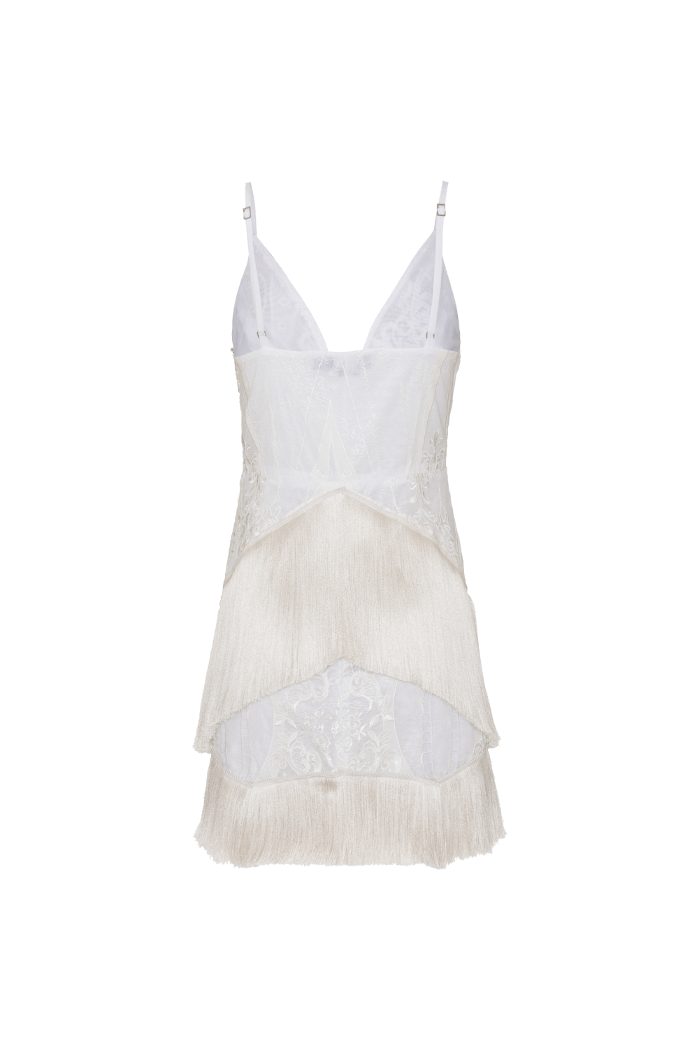 Vestido curto renda crystal off white