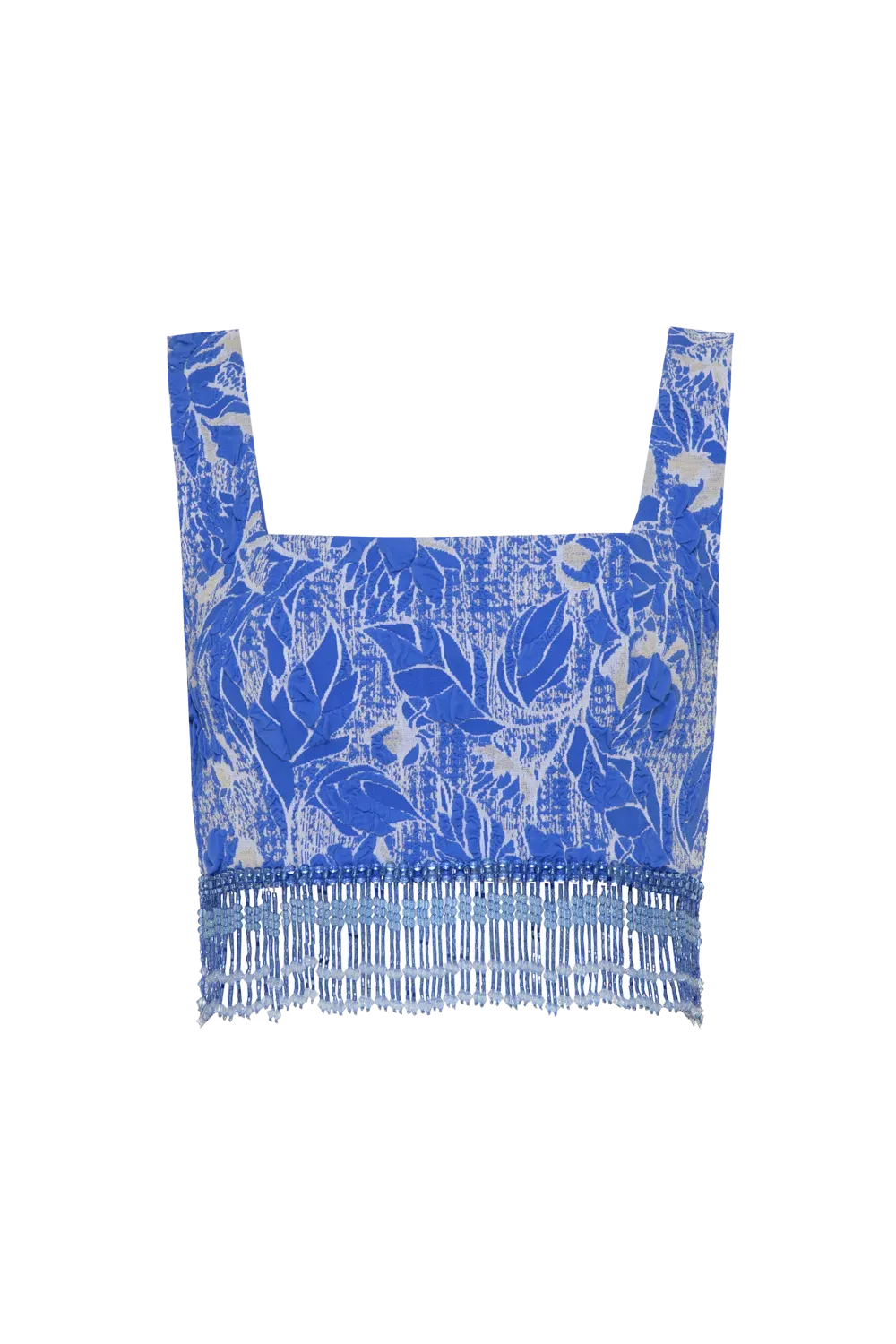 Top cropped jacquard royal azul