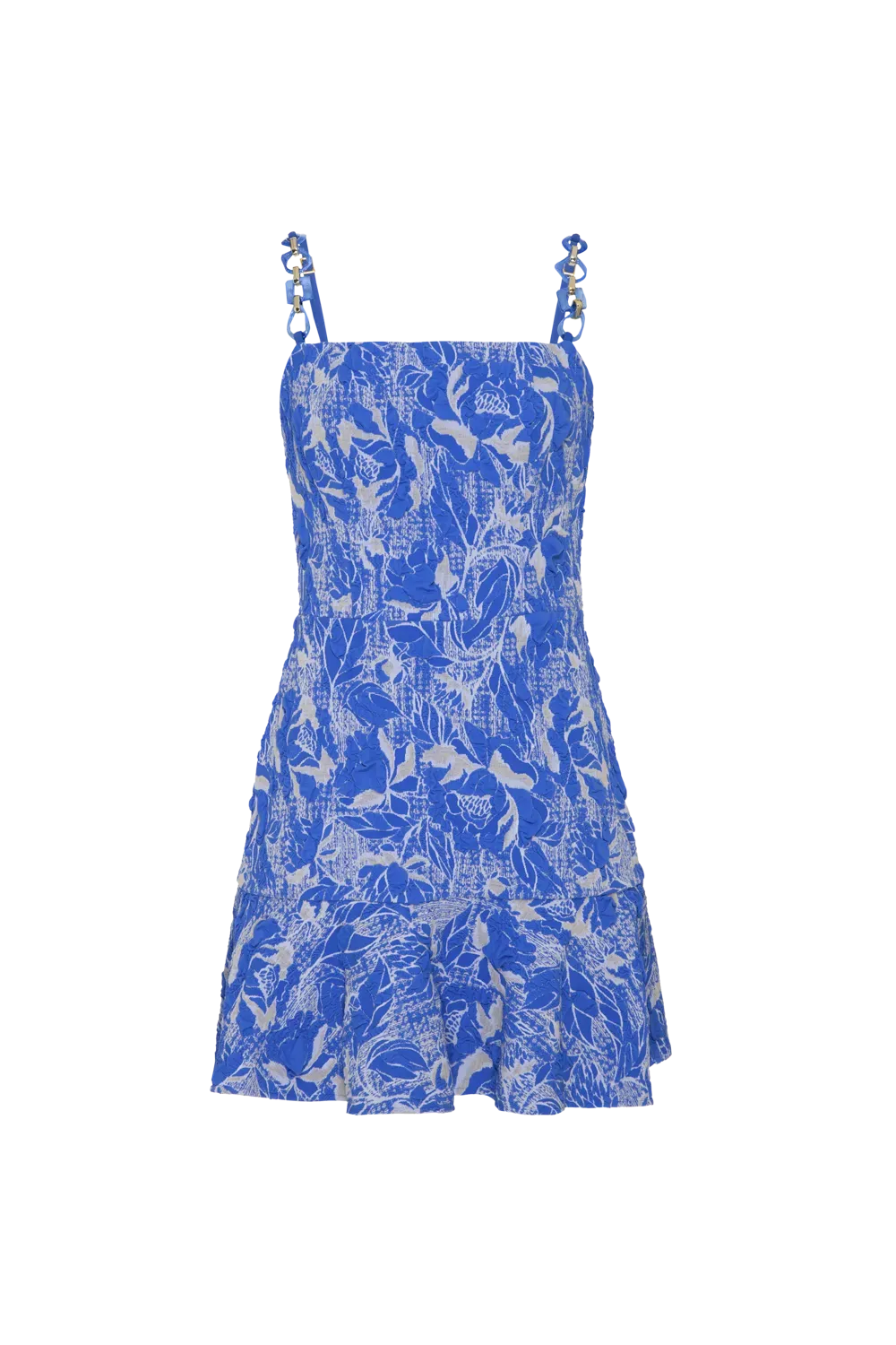 Vestido curto jacquard royal azul