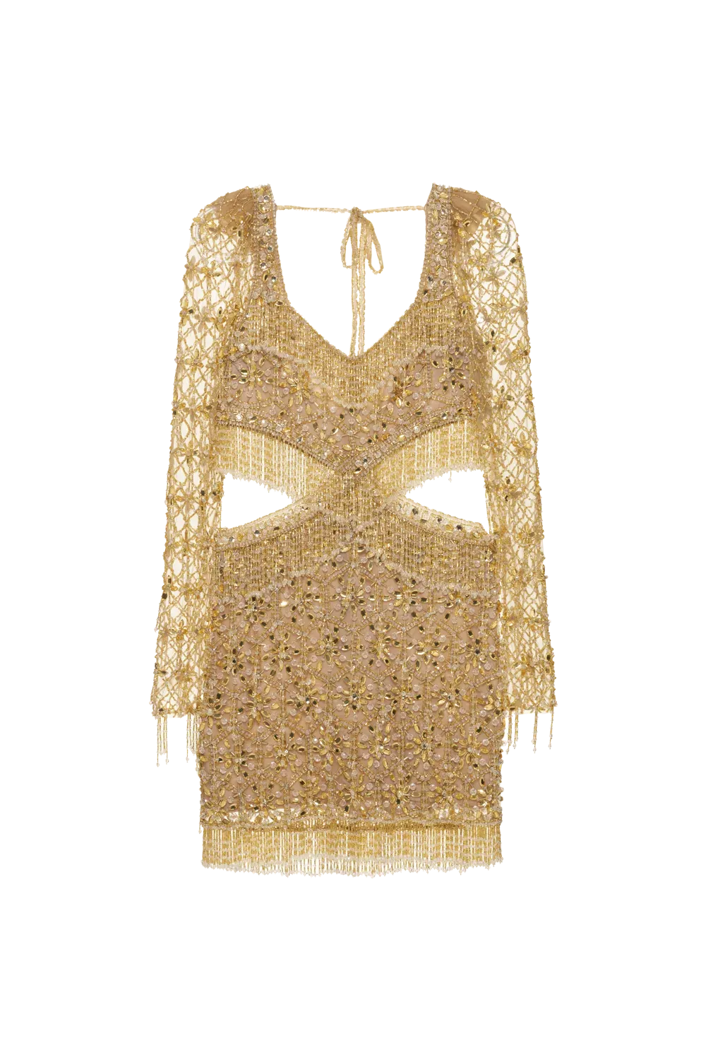 Vestido curto crystal embroidery dourado