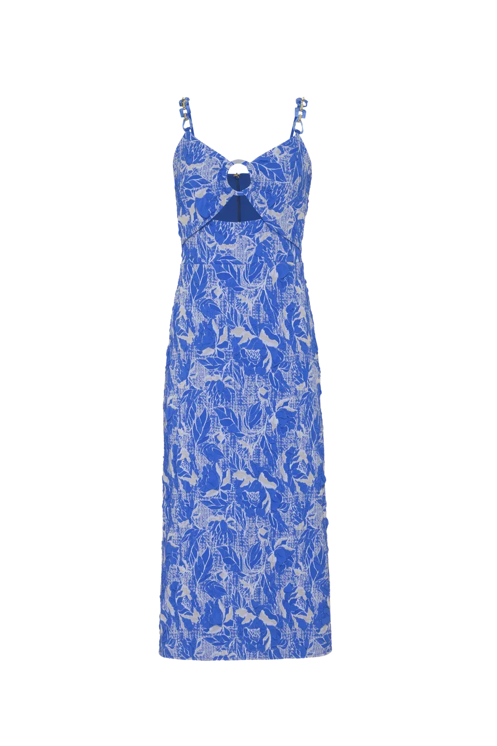 Vestido mídi jacquard royal azul