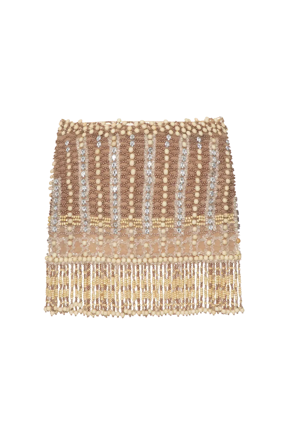 Saia curta tule tropical pearl nude