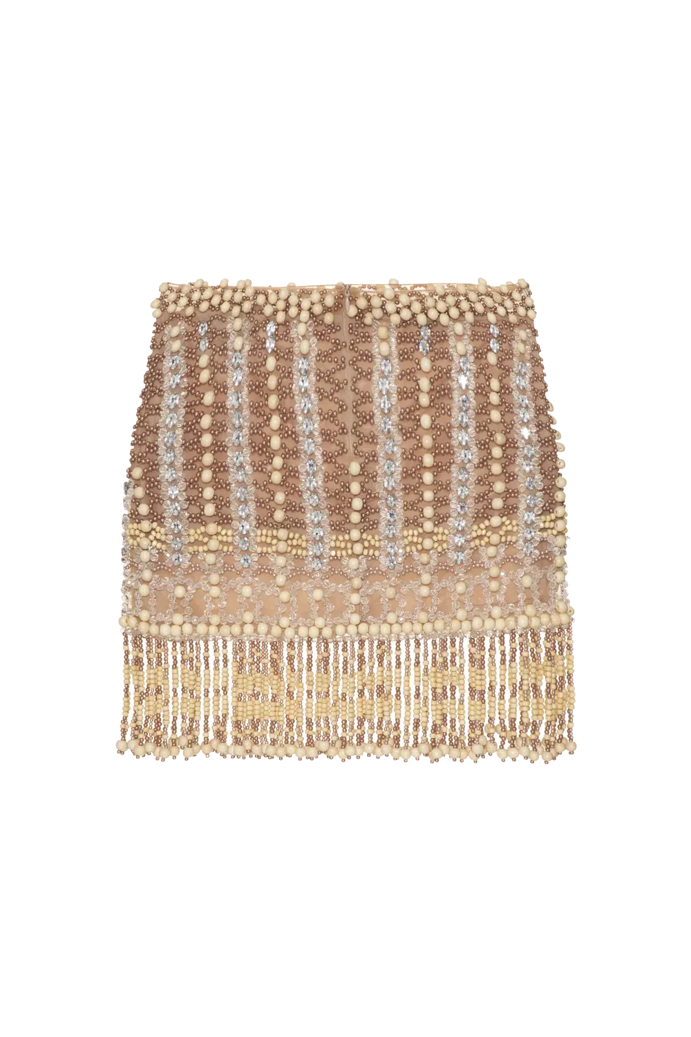 Saia curta tule tropical pearl nude