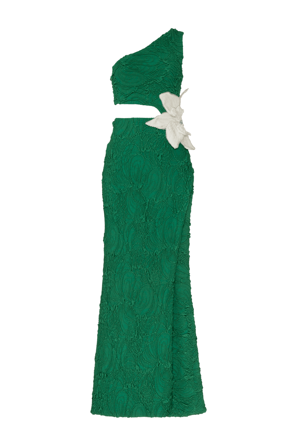 Vestido longo lycra petals verde