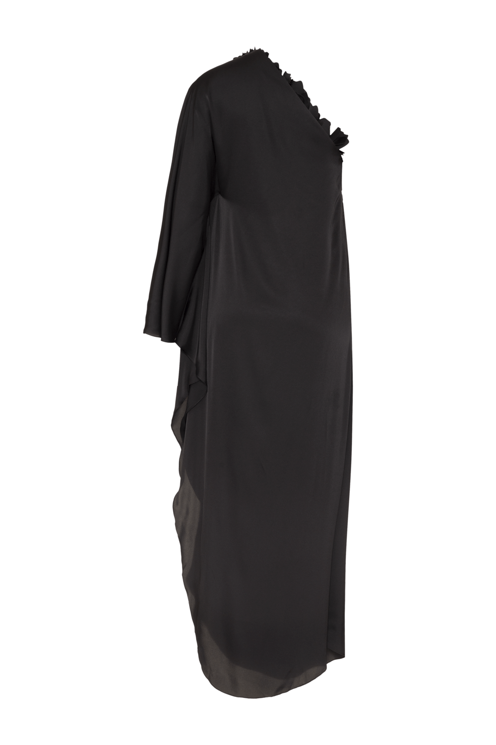 Vestido longo flores cetim rafine preto