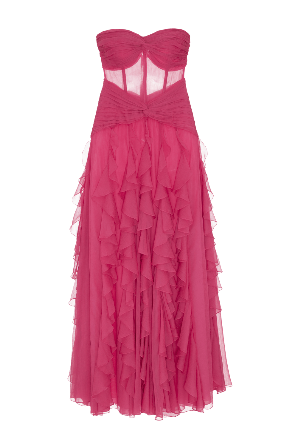 Vestido longo silky plisse rosa