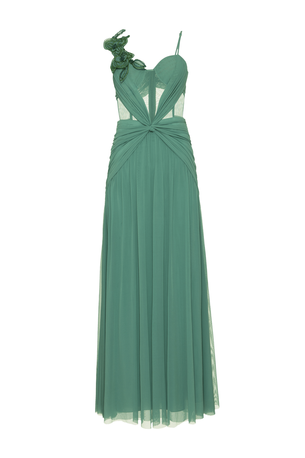 Vestido longo silky plisse verde