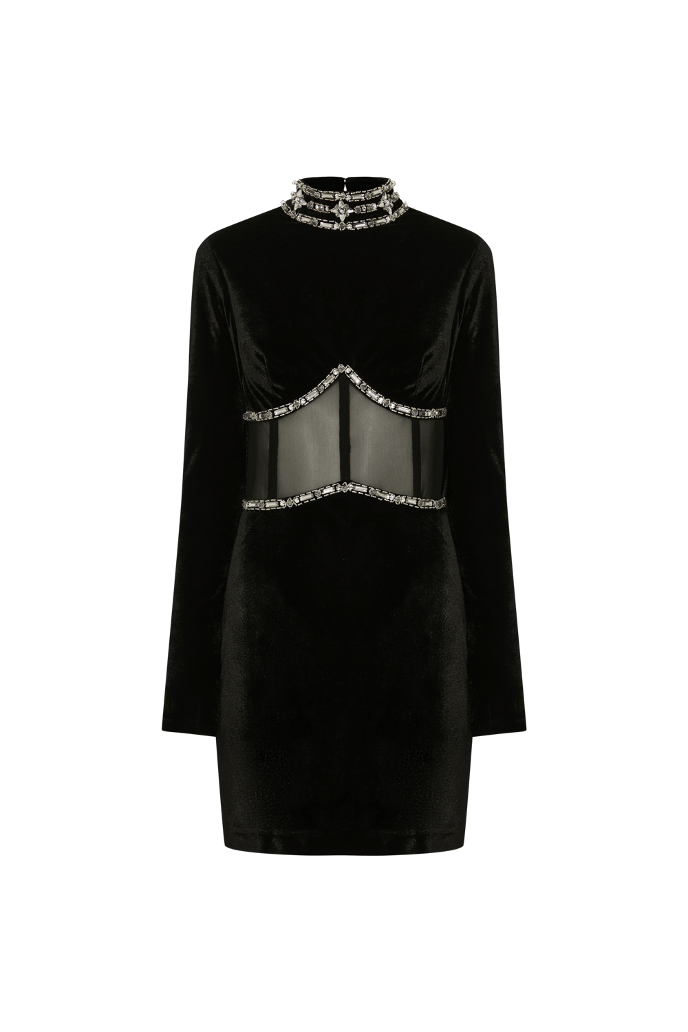 Vestido curto tule embroidery velvet preto