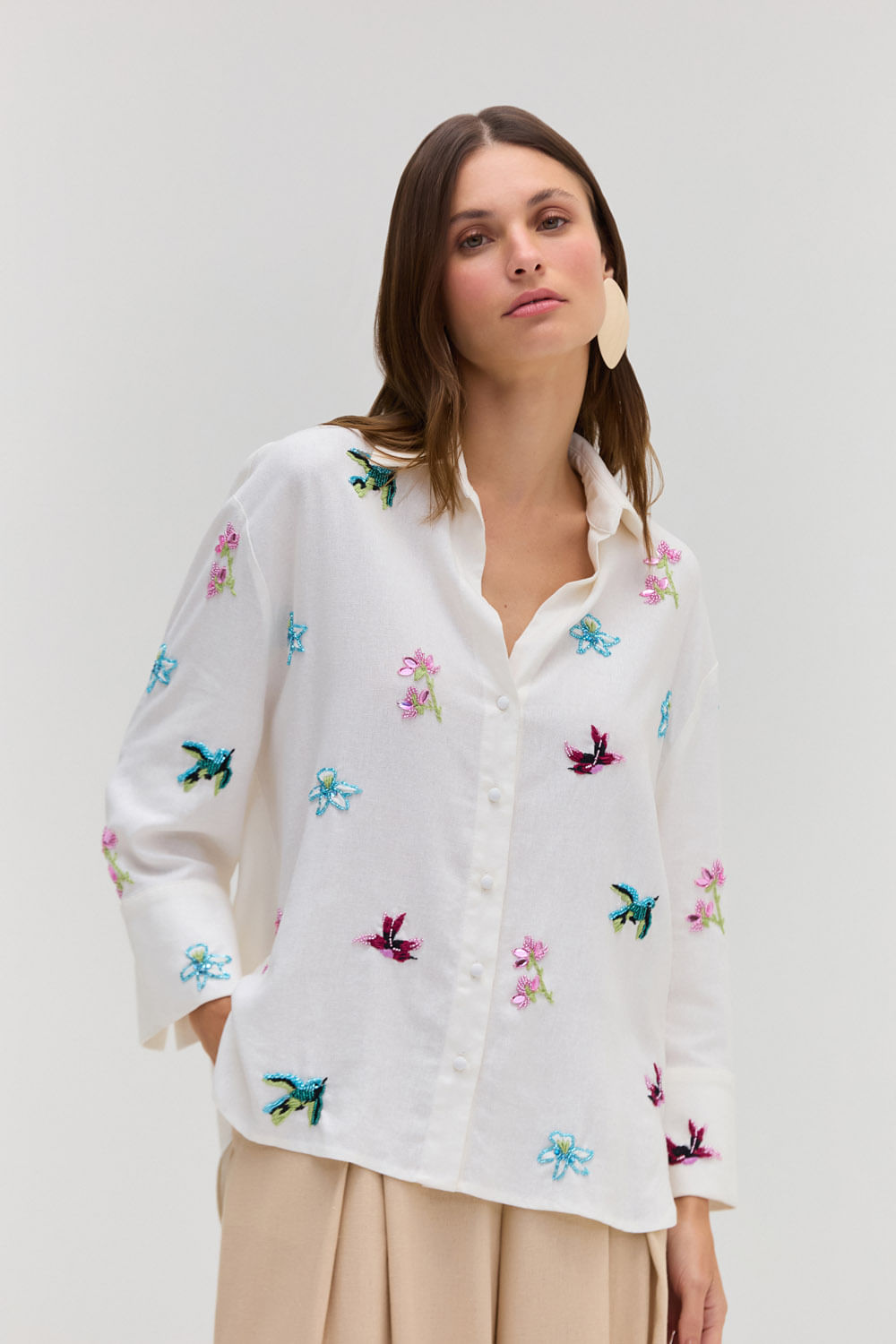 Camisa linho nature off white