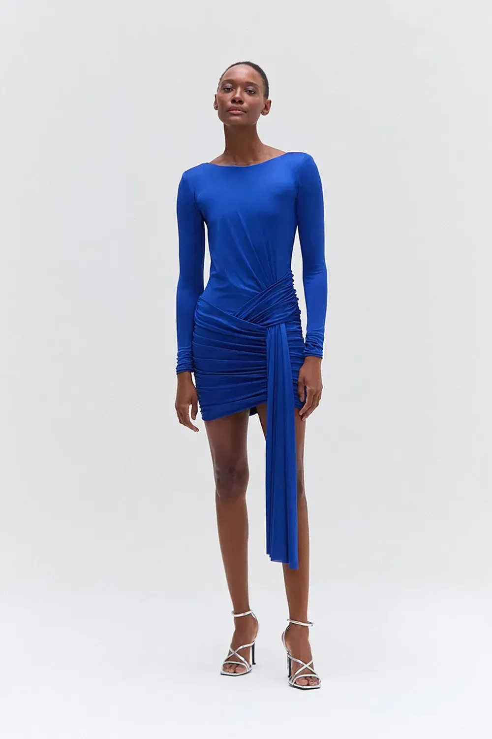 Vestido curto jersey foil azul escuro