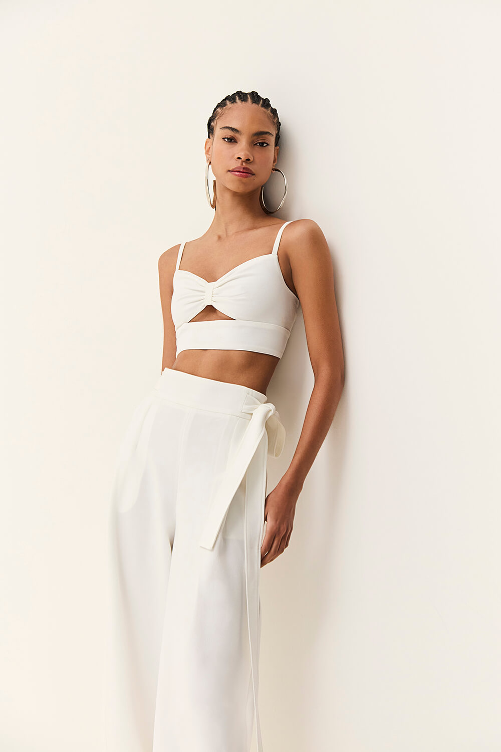 Top cropped crepe zest duo off white