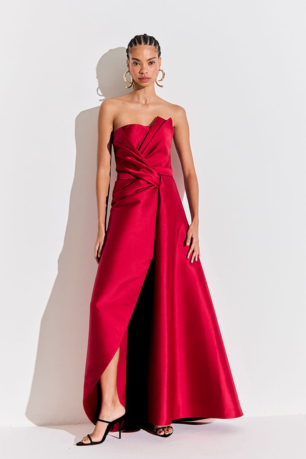 Vestido longo mikado vivace  vermelho