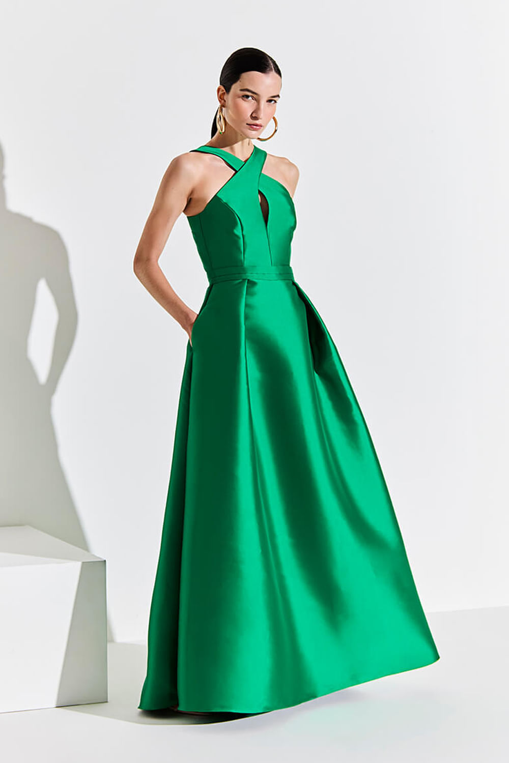 Vestido longo mikado vivace  verde