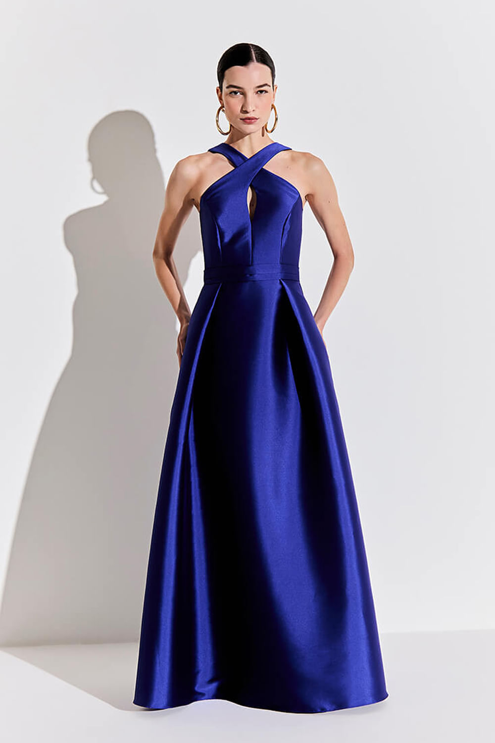 Vestido longo mikado vivace  azul