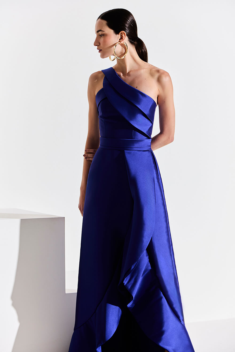 Vestido longo mikado vivace  azul