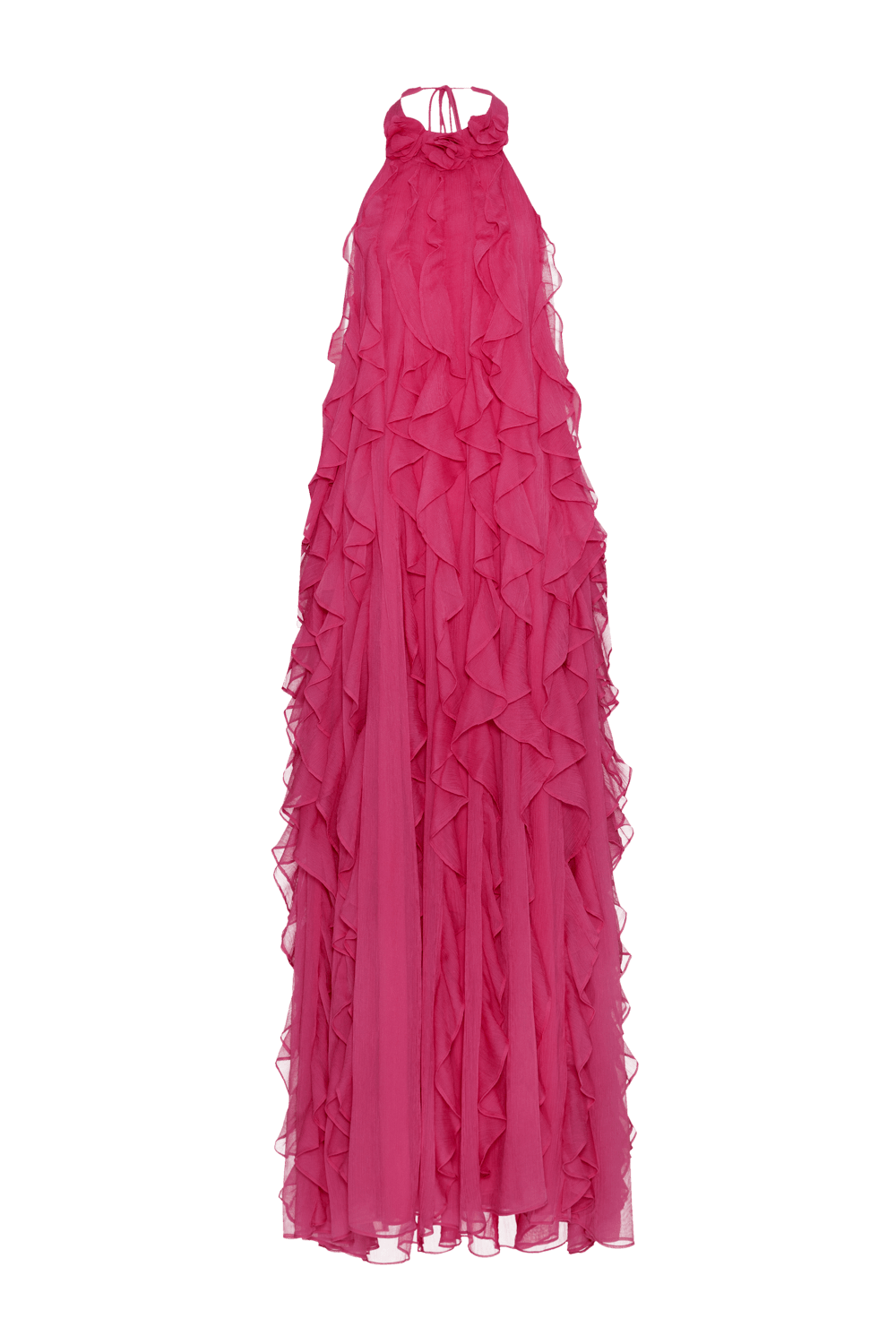 Vestido longo silky plisse rosa