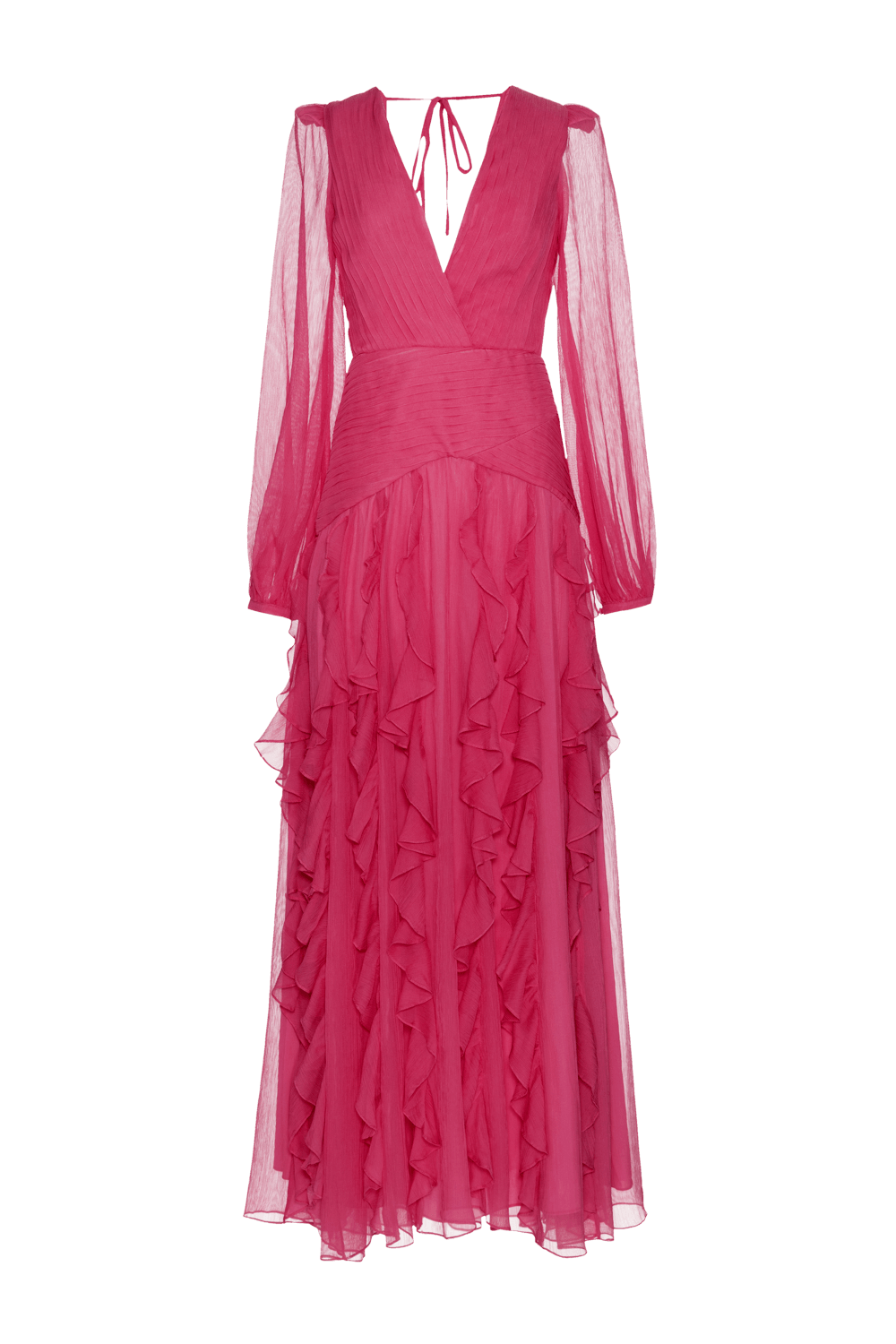 Vestido longo silky plisse rosa