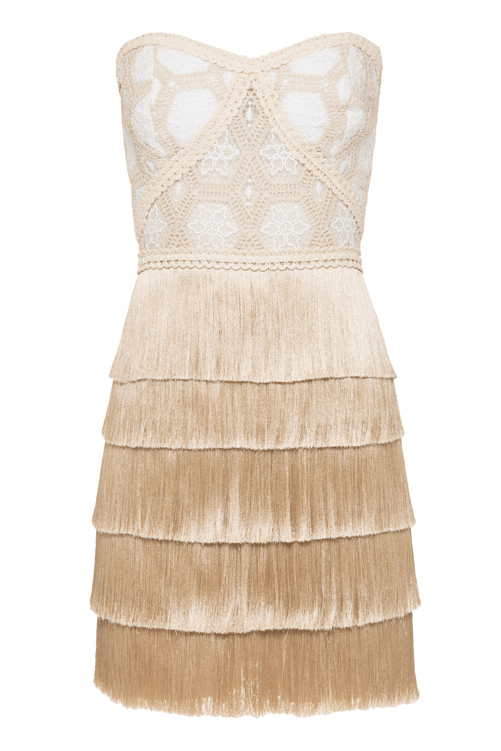 Vestido curto natural crochet off white