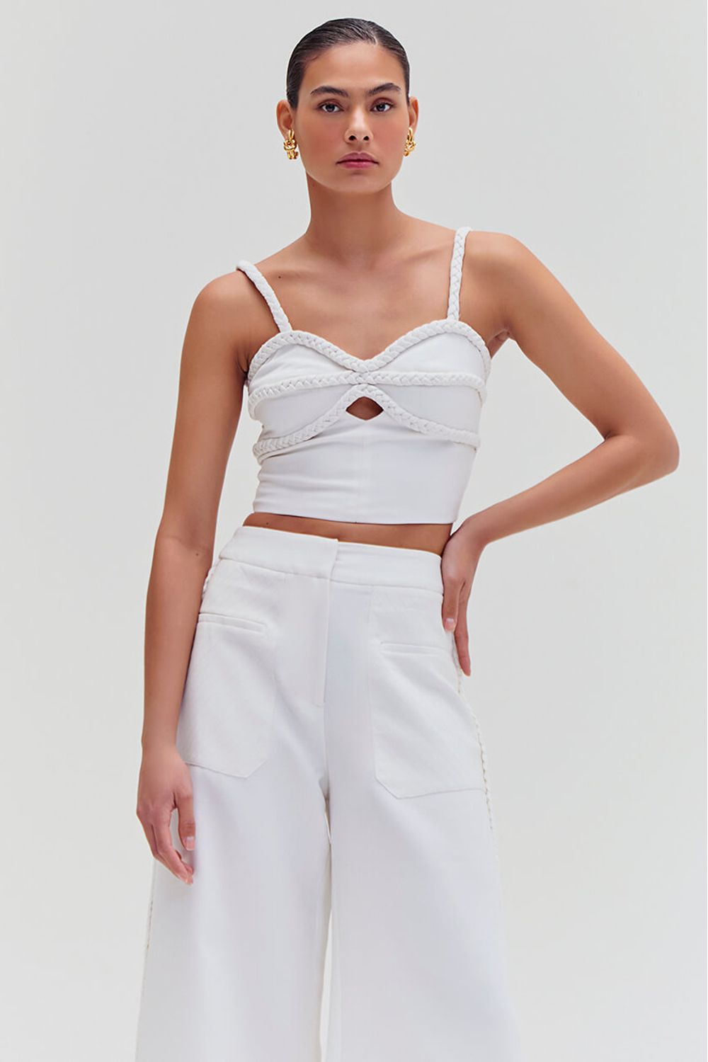 Top cropped crepe dream off white