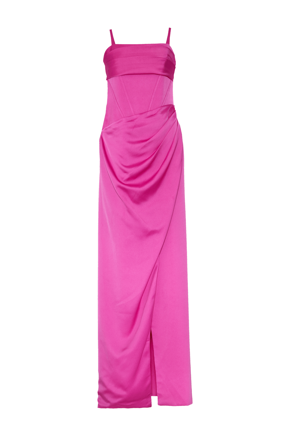 Vestido longo fenda crepe desire rosa