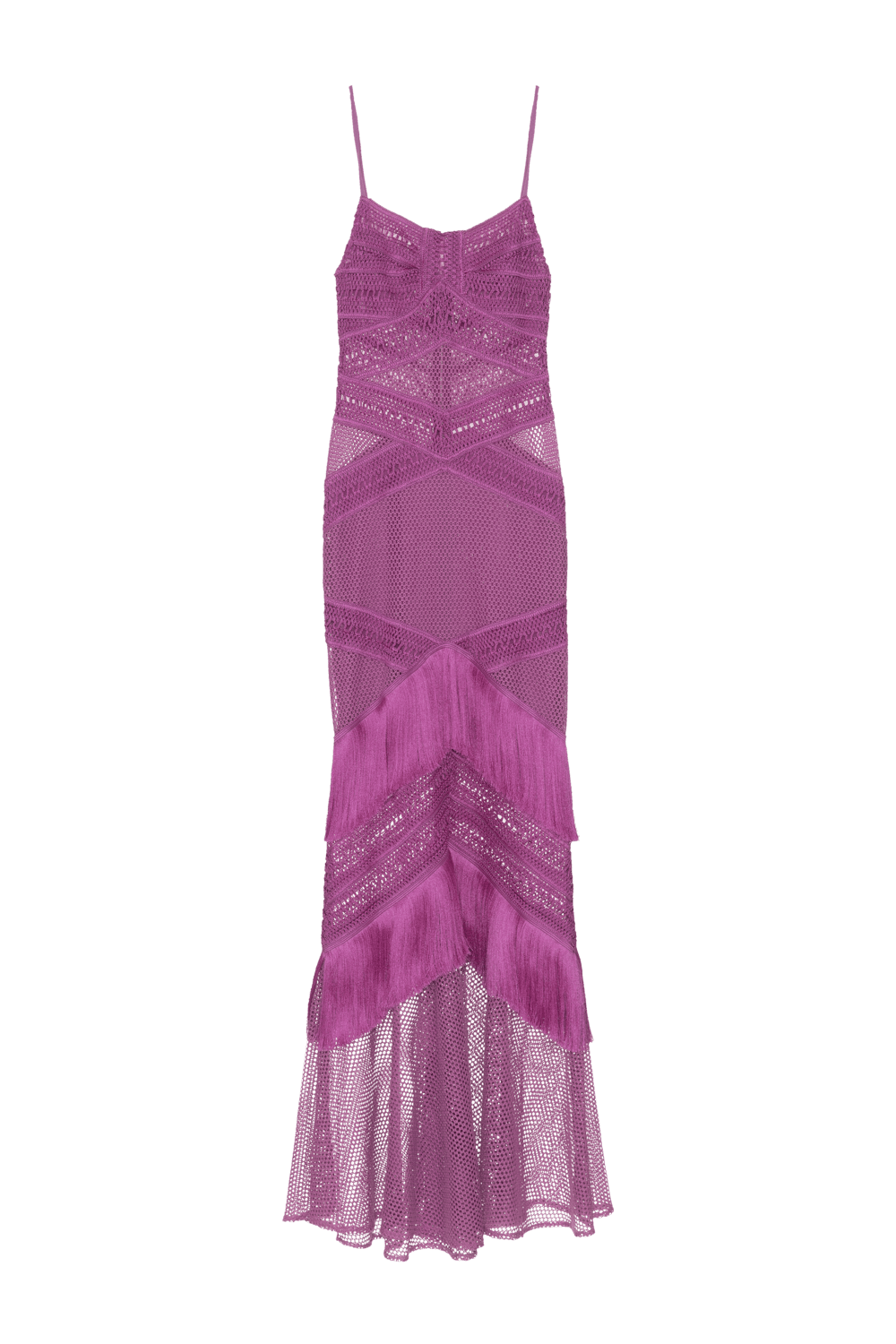 Vestido longo color fringe roxo