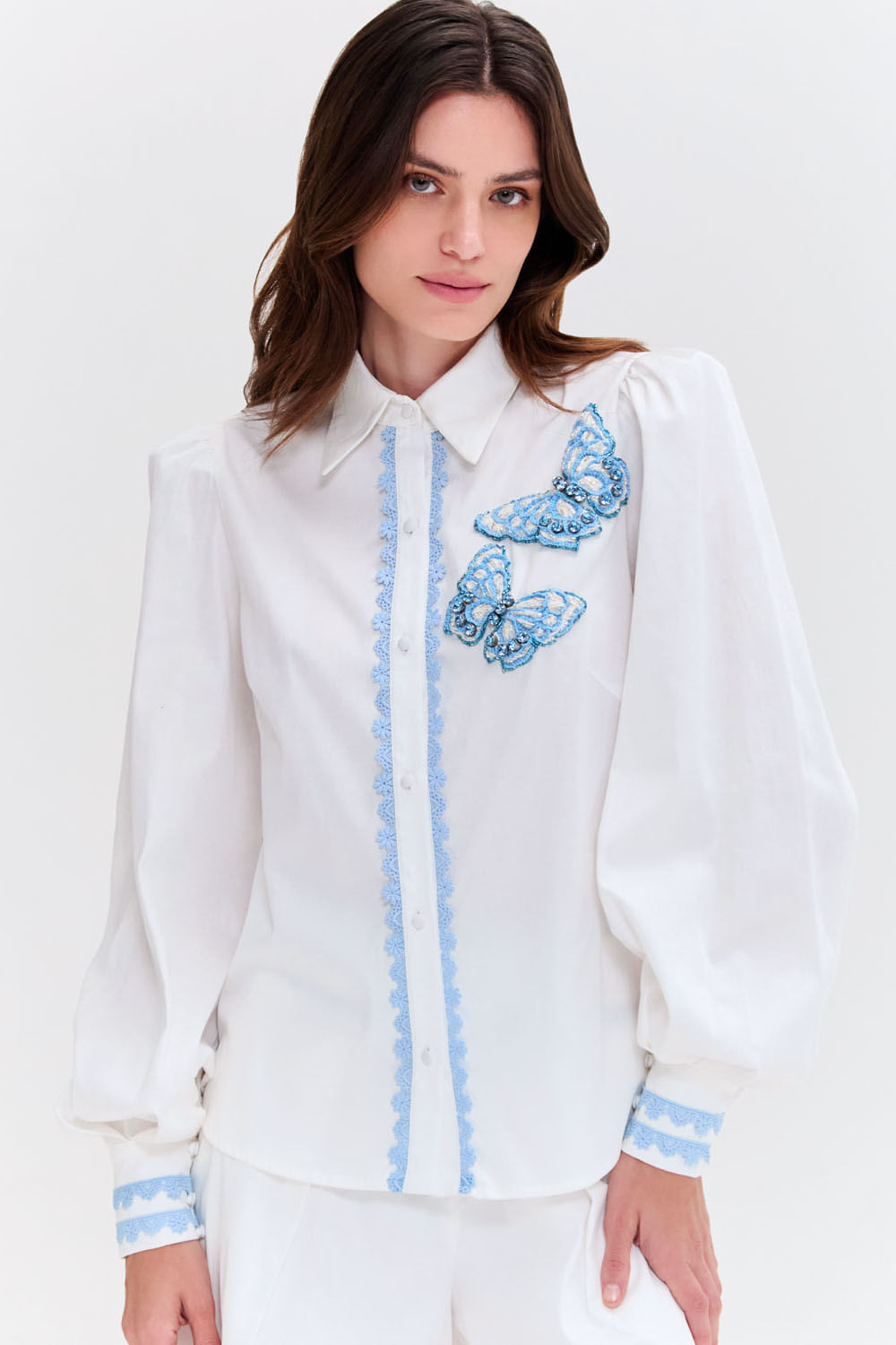 Camisa flutter tricoline  off white