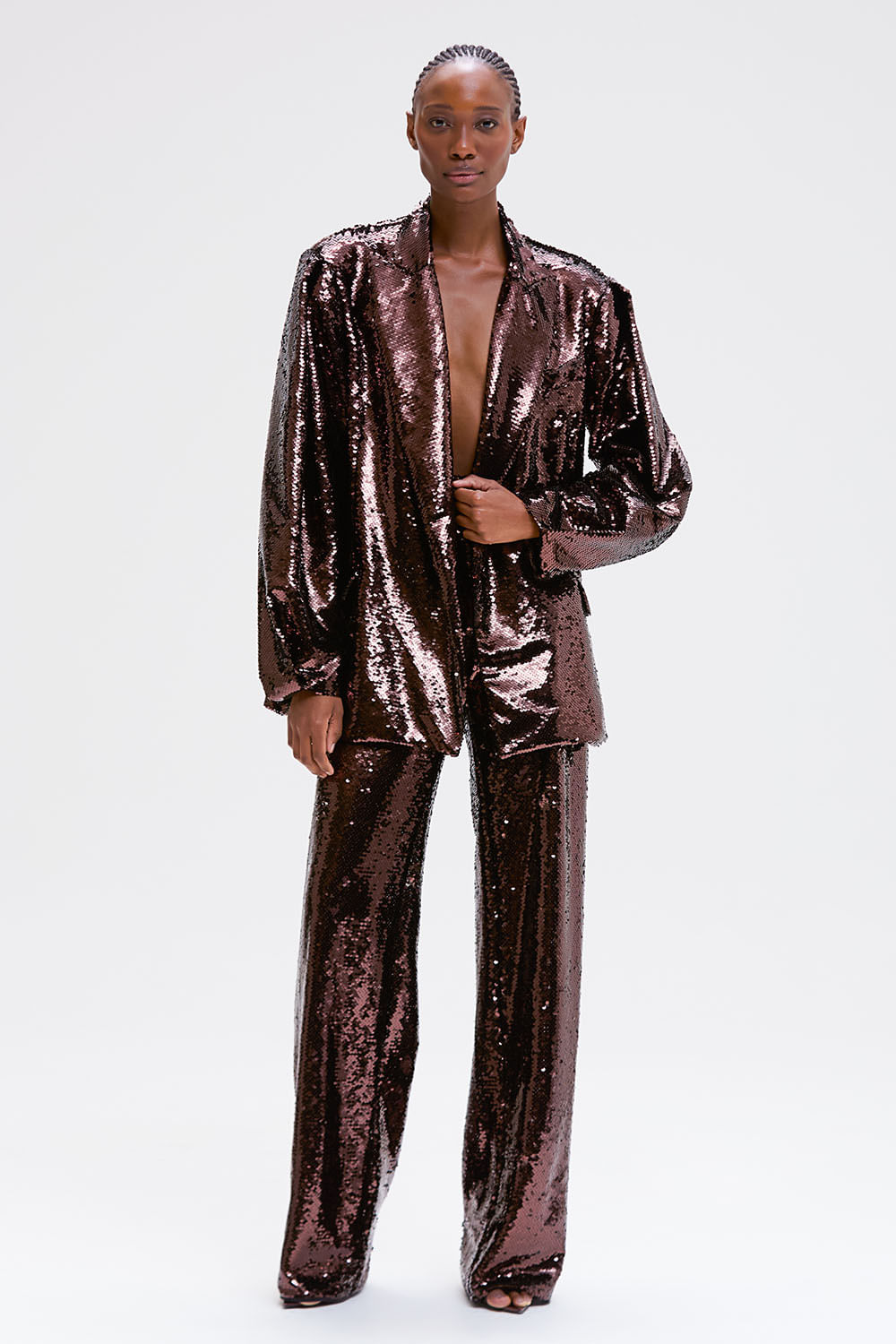 Blazer paetê timeless  marrom